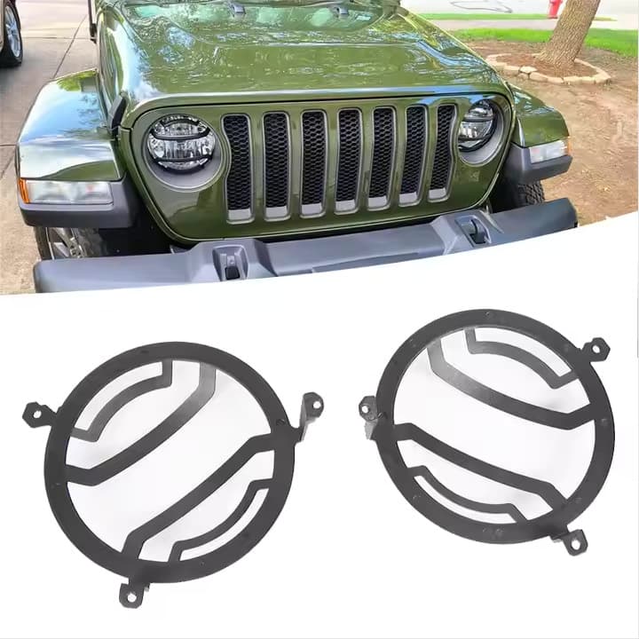 Cross-border Auto Parts Fit 18-24 Jeep Wrangler RR Headlight Cover Aluminum Alloy JL Headlight Protection Shell