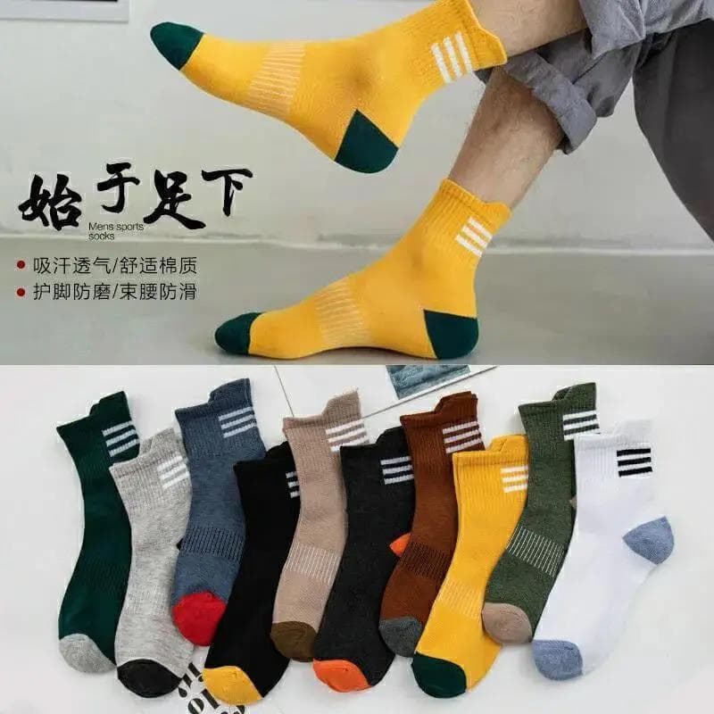 Men's Mid-Calf Socks for Spring and Autumn, Cotton, Ins Style, Anti-Odor, Moisture-Wicking, Basketball Long Socks