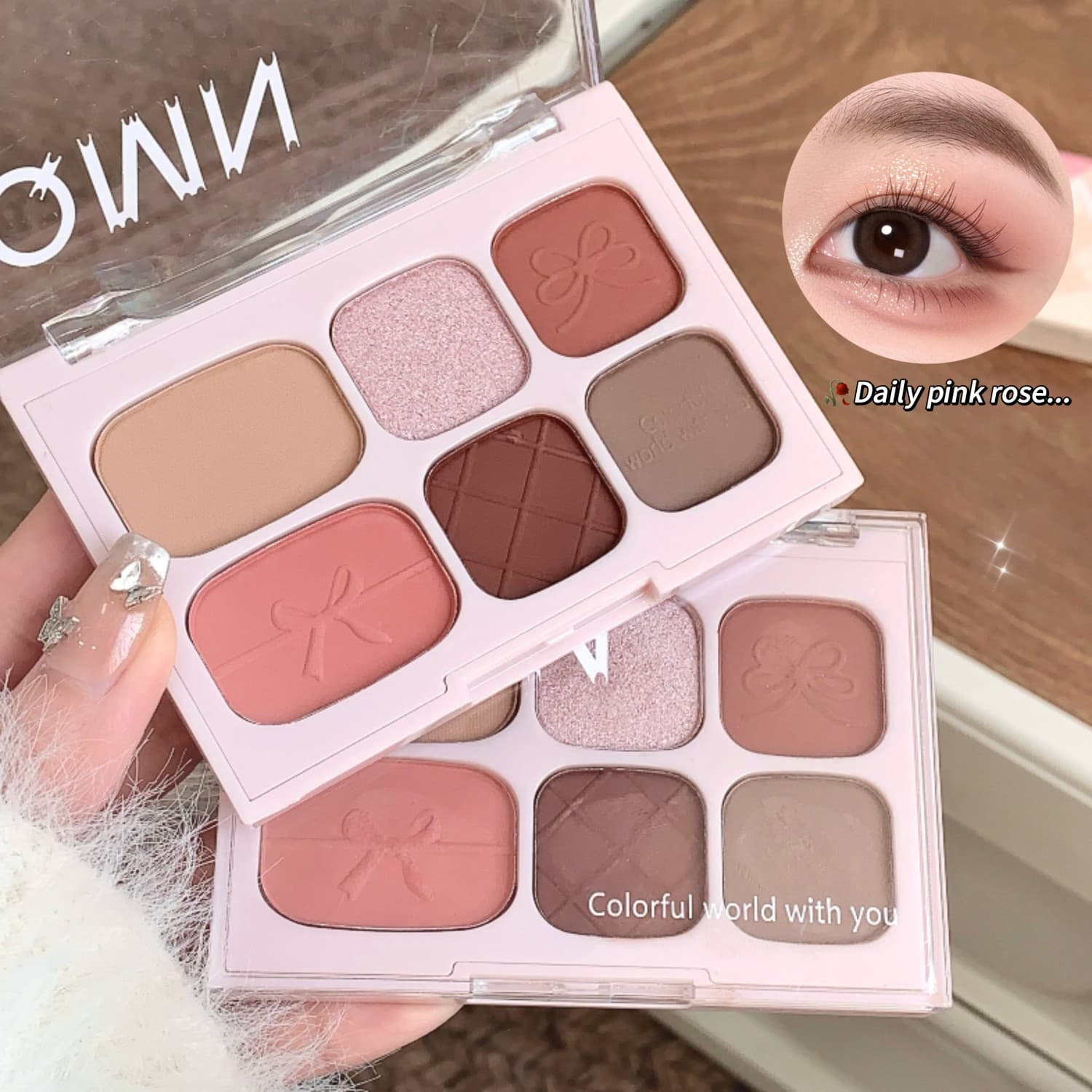 QMN Moonlight Rose Eyeshadow Palette Earthy Pearlescent Matte Beginner Makeup All-in-One Palette Low Saturation Eyeshadow