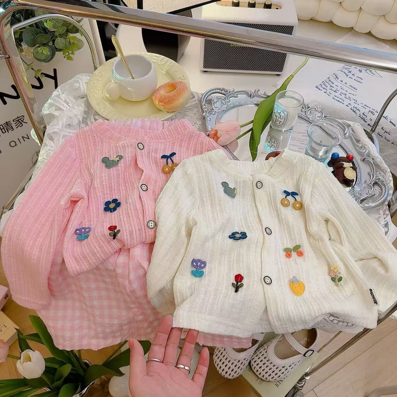 2025 New Kids Long-Sleeve T-Shirt Cartoon Cute Sweet Cardigan