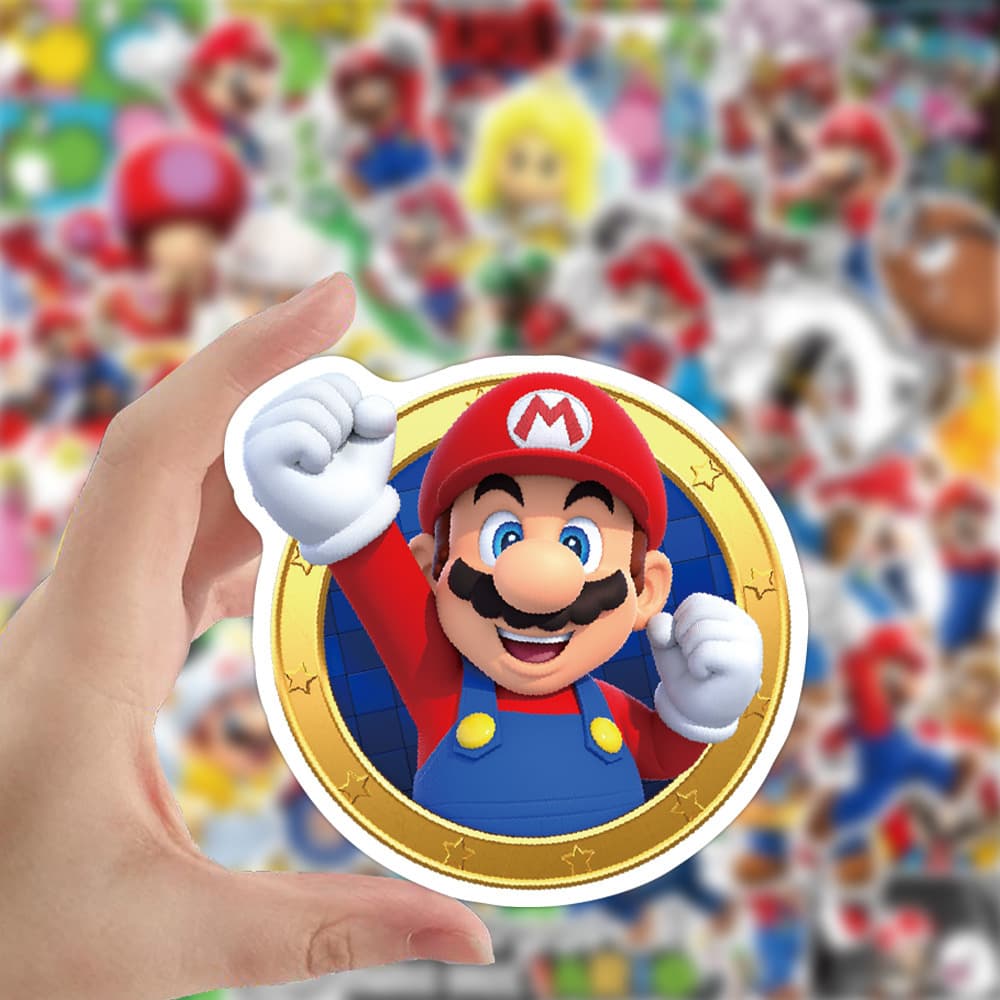 50 Mario Stickers Super Mario Phone Case Computer Decal Helmet Waterproof Mario Stickers