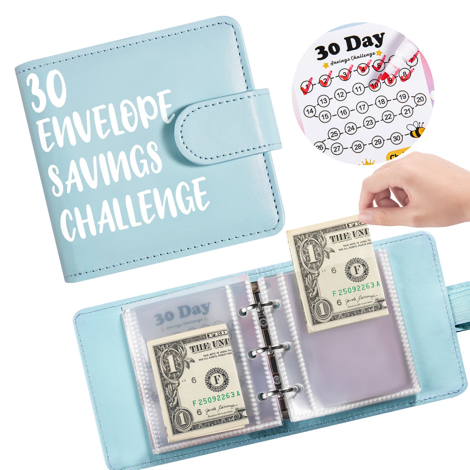 30 Envelope Challenge: 30-Day Monthly Children's Savings Book, Loose-Leaf Savings Planner