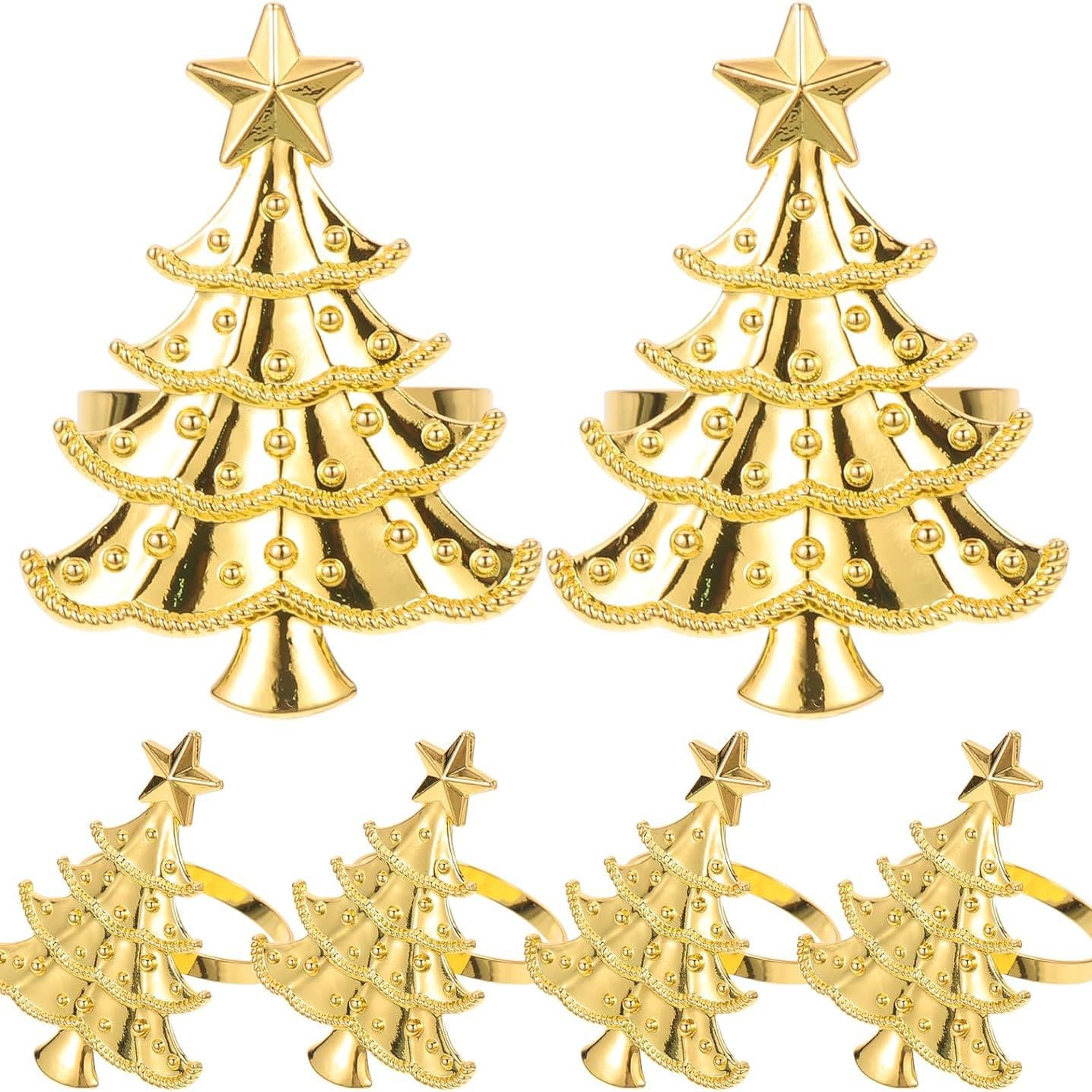 Cross-border Christmas tree napkin ring metal creative napkin buckle silver and gold napkin ring hotel table decorations