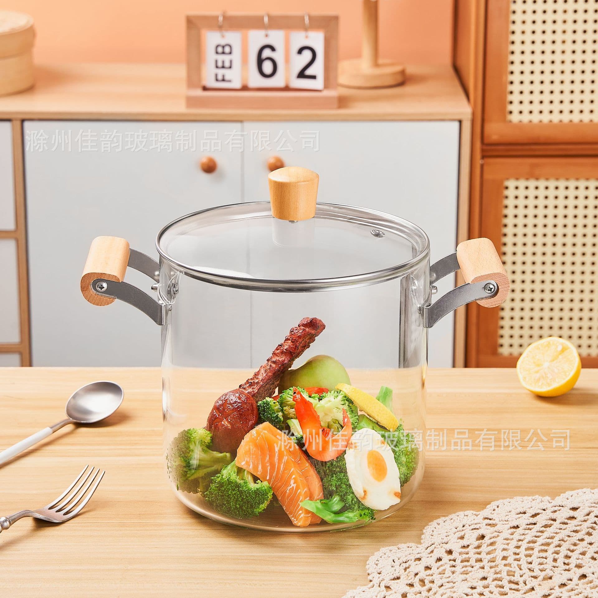 High Borosilicate Glass Pot for Gas Stove Double Ear Soup Pot Health Care Slow Cooker Non-Toxic Coating Free Eco-Friendly
