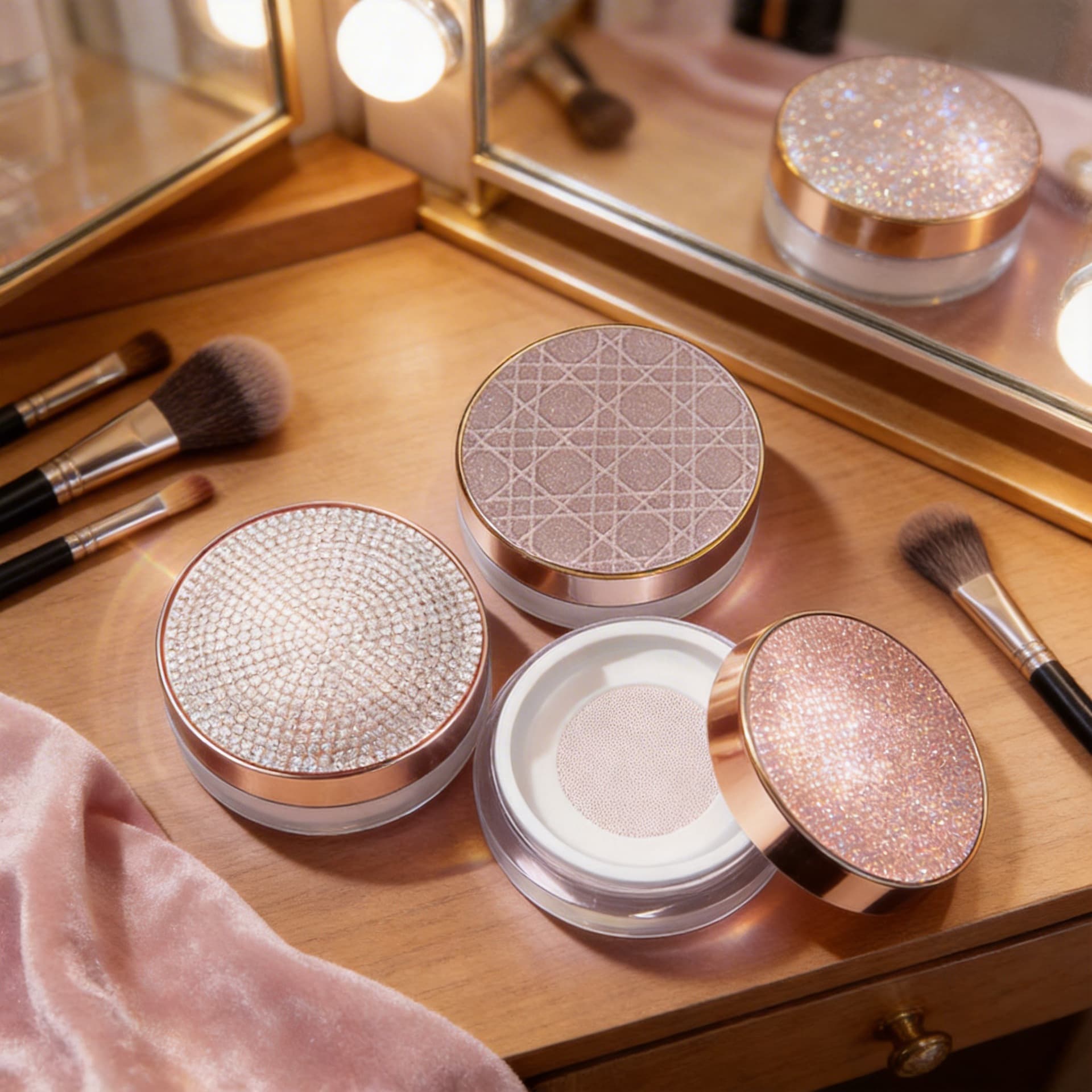 Cross-Border No Logo Small Batch Printable Setting Powder Natural Soft Focus Light Setting Powder Setting Loose Powder Makeup