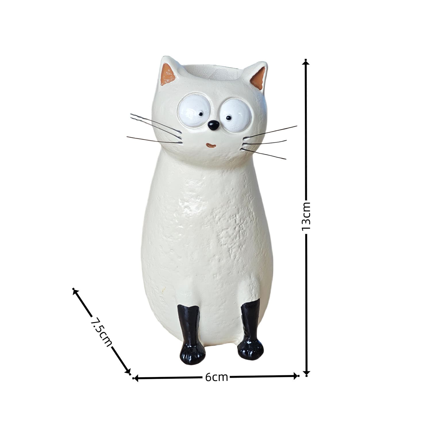 Cute Siamese Cat Vase for Dried Flowers, Entryway Dining Room Living Room Decorative Resin Craft Ornament