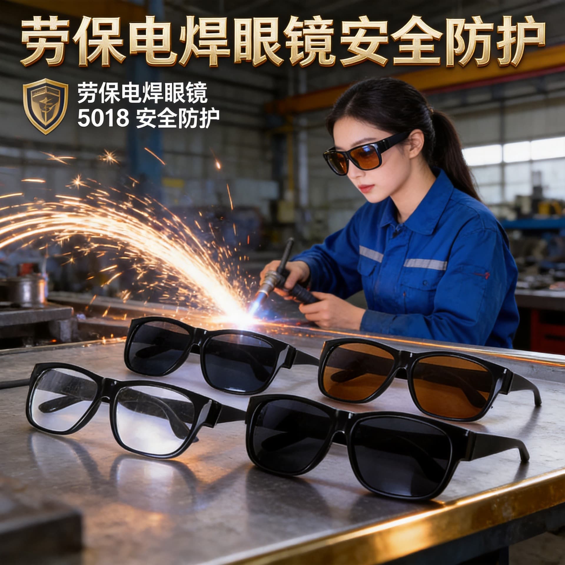 Welding glasses, special protective glasses for welders, glass lenses, anti-glare flat glasses