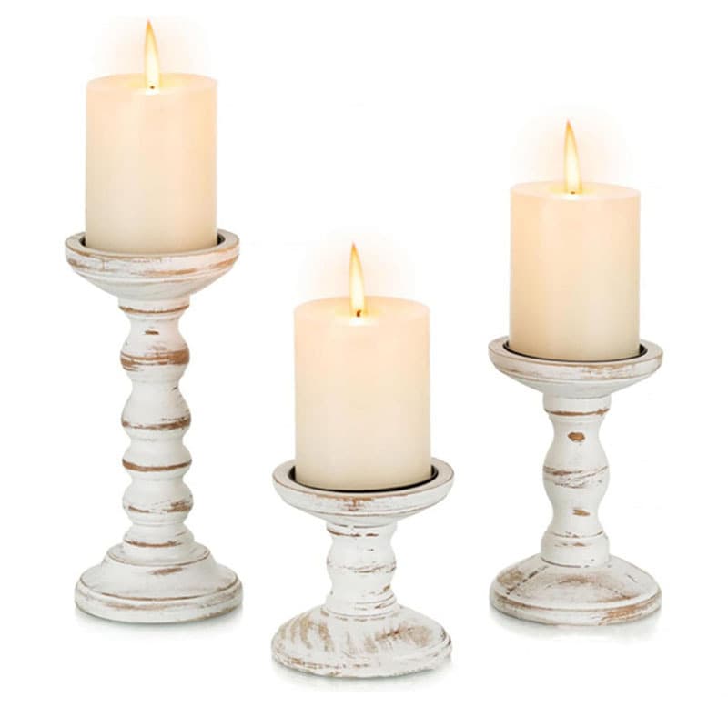 Wooden Candle Holder Table Decor Rustic Style Candlestick Home Ornament Solid Wood Candle Base