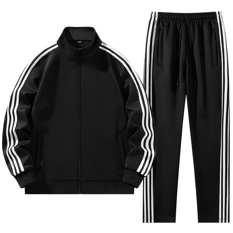 Spring/Autumn Couple Three-Stripe Sportswear Set, Men and Women Two-Piece Set, Fashionable Casual High-End Workwear, Customizable LOGO