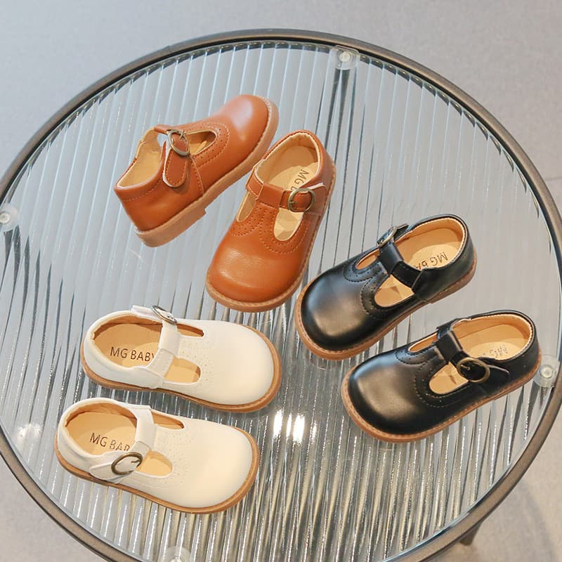 Black Kids Leather Shoes Spring New Style British Style Small Children's Princess Shoes Preppy Single For Boys Girls