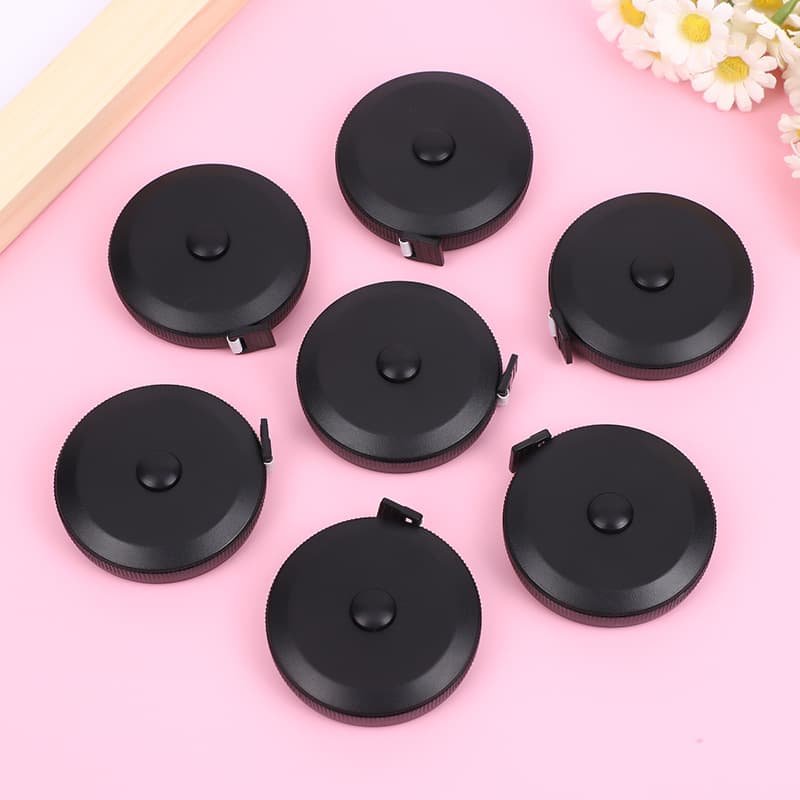 Cross-border black frosted tape measure, automatic shrinkable soft leather tape measure, body measurement ruler, inches/cm, 150cm/60in