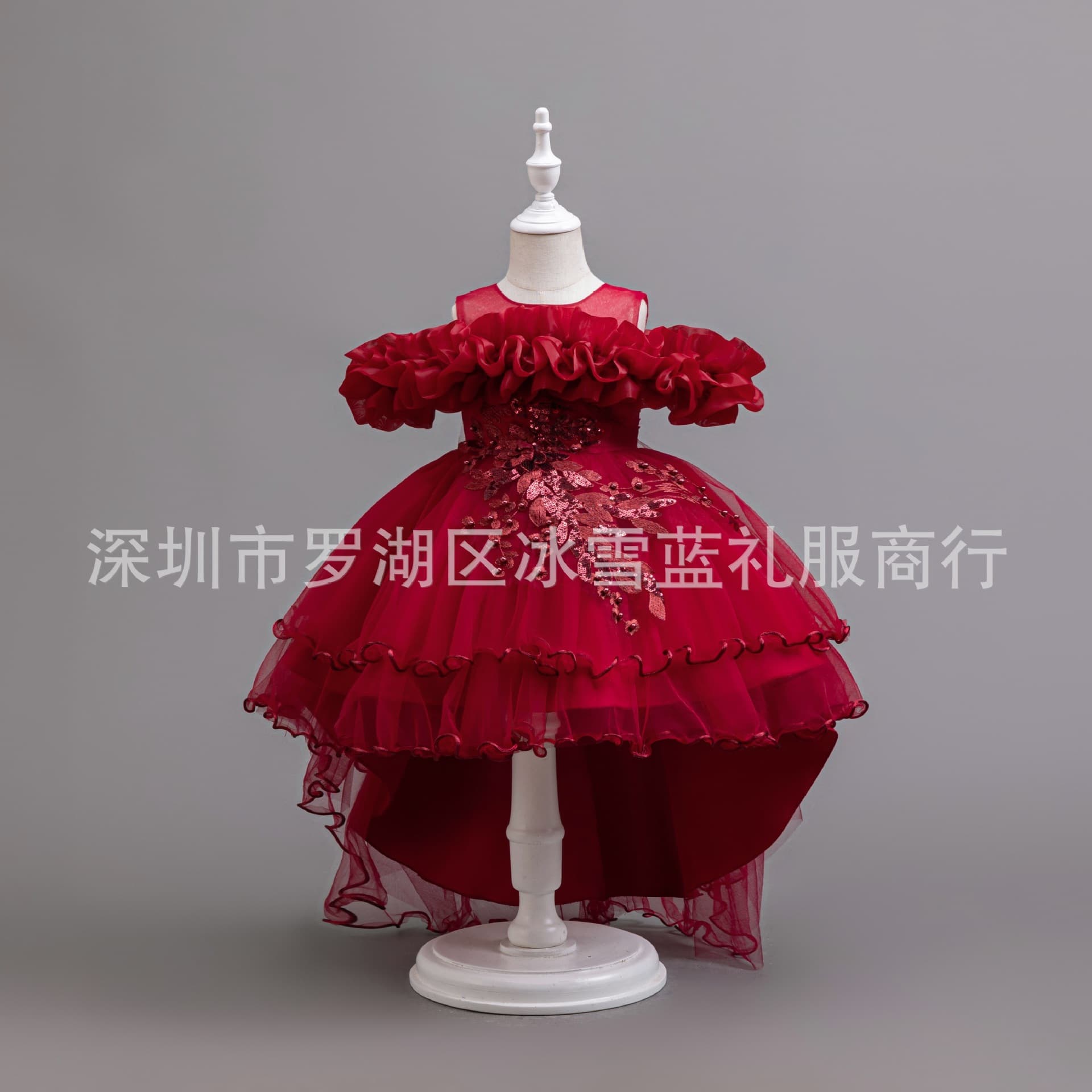 Princess Wedding Dress Children's Performance Costume Birthday Party Ball Gown Girls' Outfit Flower Girl Attire AE Stock