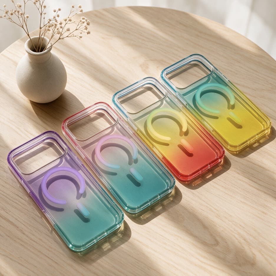 High-end ice-transparent gradient series-magnetic mobile phone case suitable for iPhone17ProMax anti-fall protective case