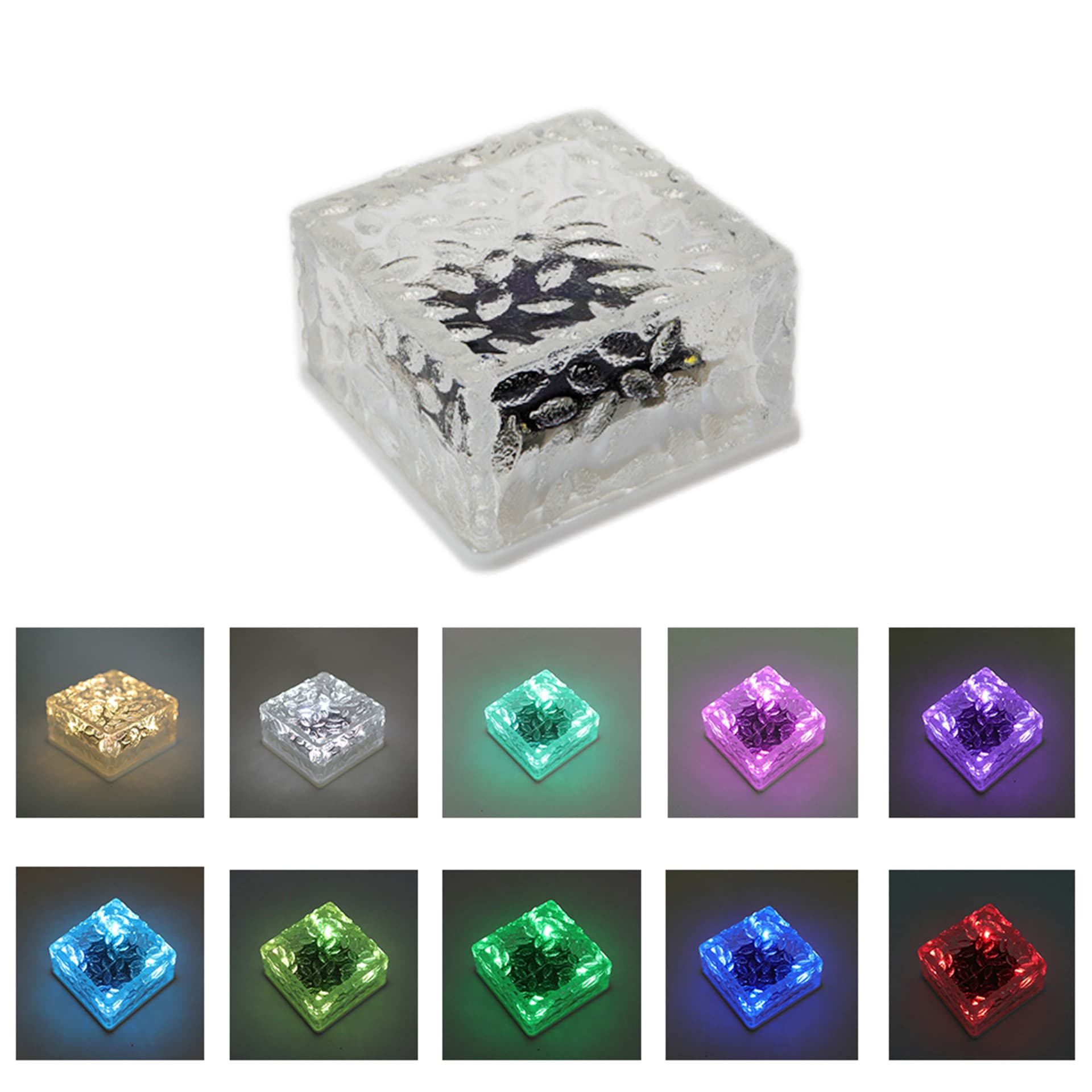 Outdoor Solar Ice Brick Light Waterproof Garden Landscape Decorative Square Ground Light with Solar Sensor