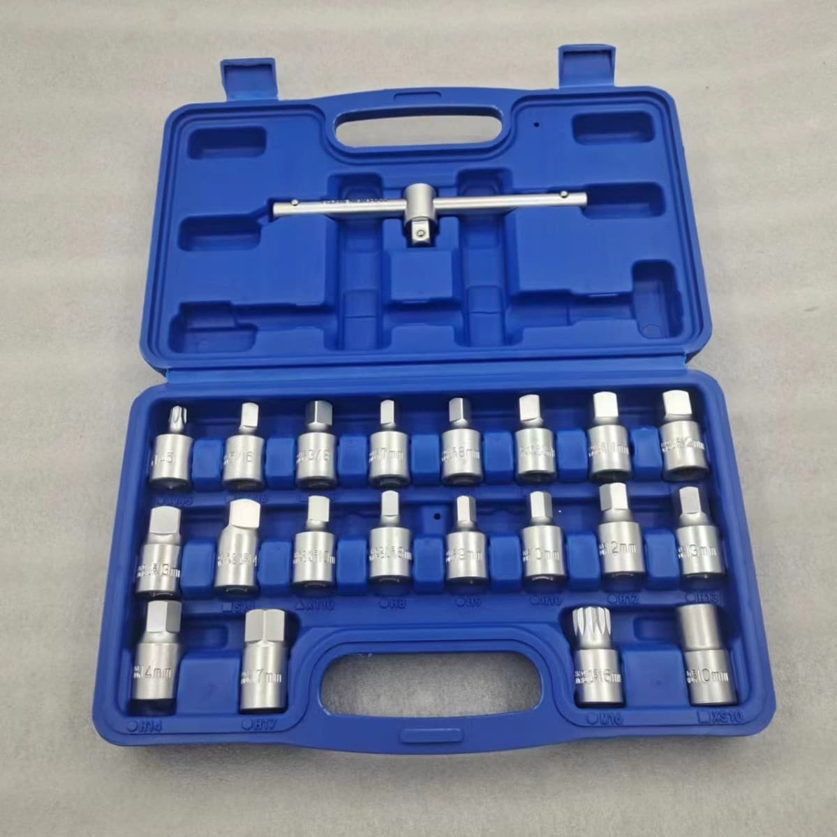 21-Piece Car Oil Drain Plug Socket Wrench Set, Oil Pan Drain Plug Tool with Square and Hex Sockets