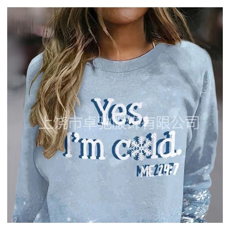 2025 Independent Website Aliexpress Foreign Trade Spring European and American Popular Women's Casual Fashion 3D Digital Print Sweatshirt
