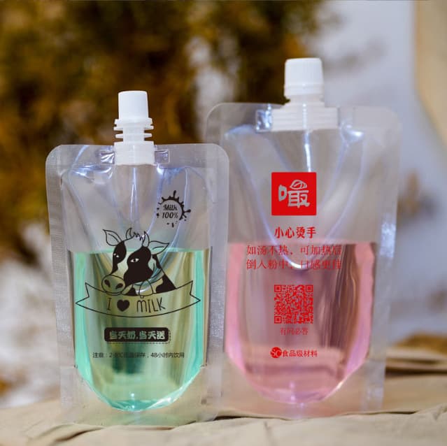 Disposable Liquid Stand-up Spout Bags for Food Packaging, Custom Soy Milk, Beverage, and Laundry Detergent Bags with Printing