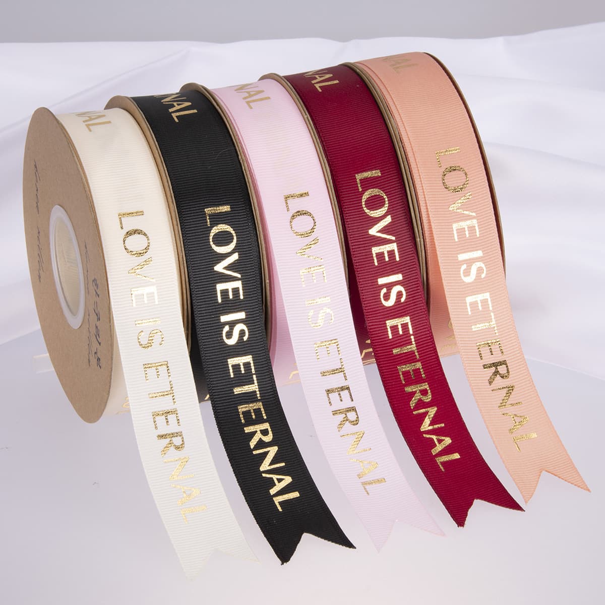 Ribbon flower packaging ribbon floral bronzing thread ribbon love is eternal English letters bouquet tie 2.5