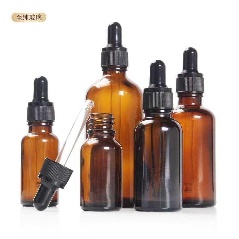 Amber Essential Oil Bottle 10ml Brown Glass Dropper Bottle 15ml Sample Refill Bottle Cosmetic Bottle Wholesale Empty Bottle