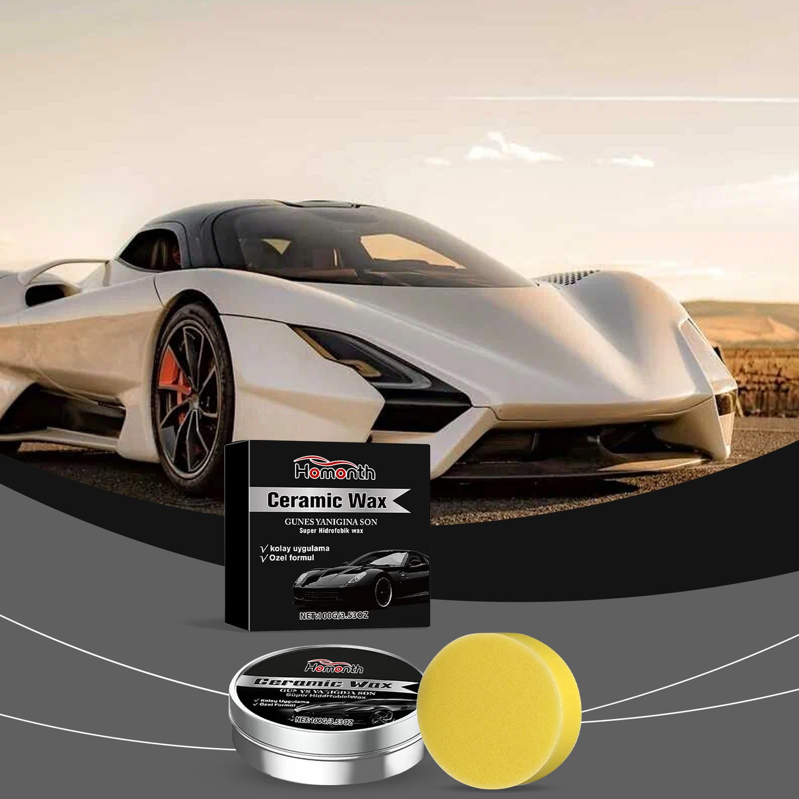 HOMONTH Car Care Wax - Paint Brightening, Anti-Stain, Anti-Oxidation, Easy Wipe and Polish for Paint Protection