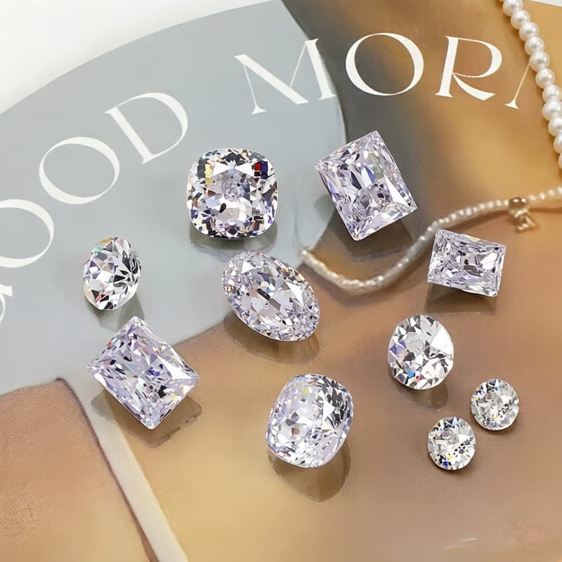 Dongzhou Star Zirconium Collection Super Sparkling Fire Color Rock Sugar Fat Square Small Octagonal Pointed Bottom Nude Color Wearable Nail Art Accessories