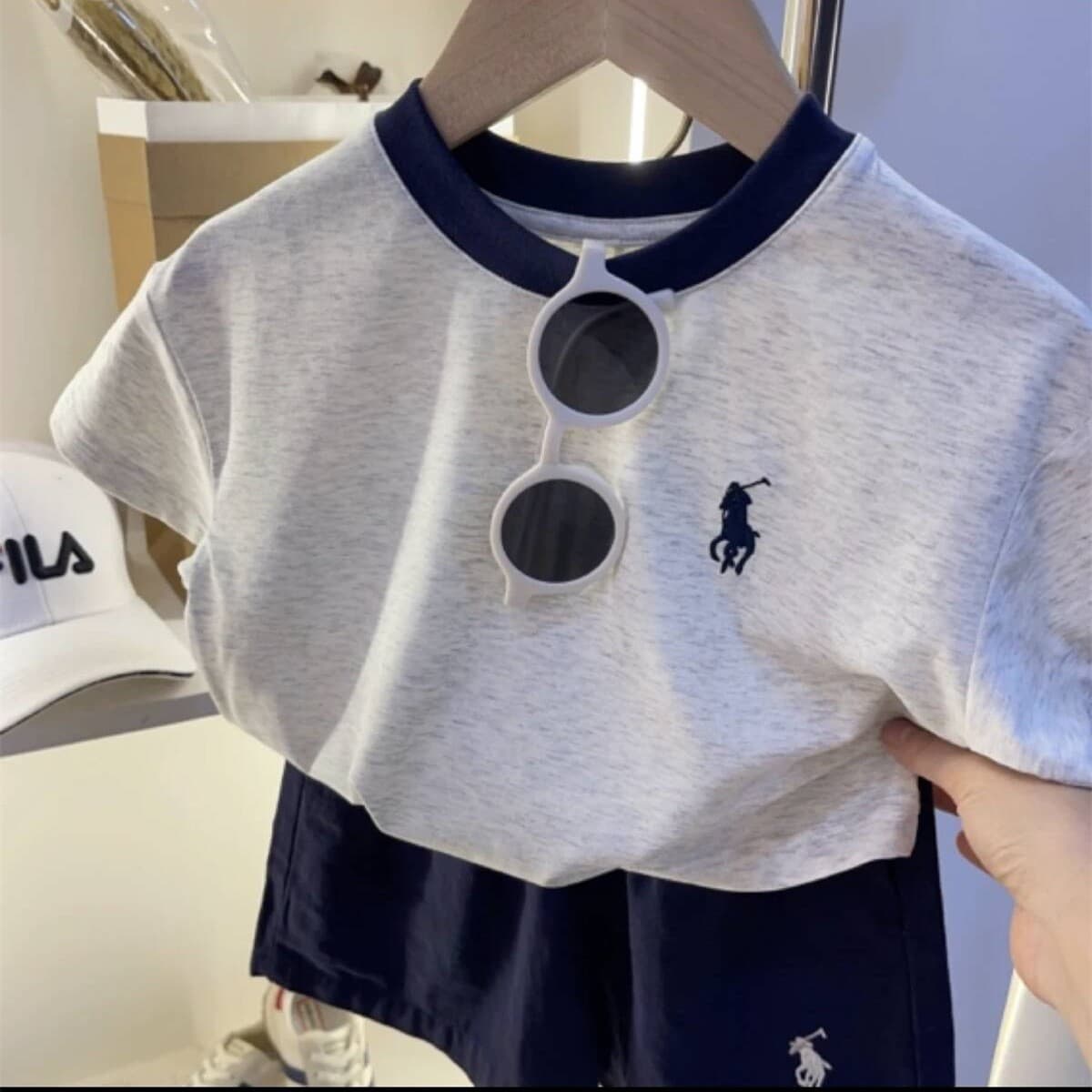 Boys' Short-Sleeve T-Shirt 2026 Summer Striped Cartoon Puppy Kids' Summer Outfit Baby Breathable Sweat-Wicking Half-Sleeve Top
