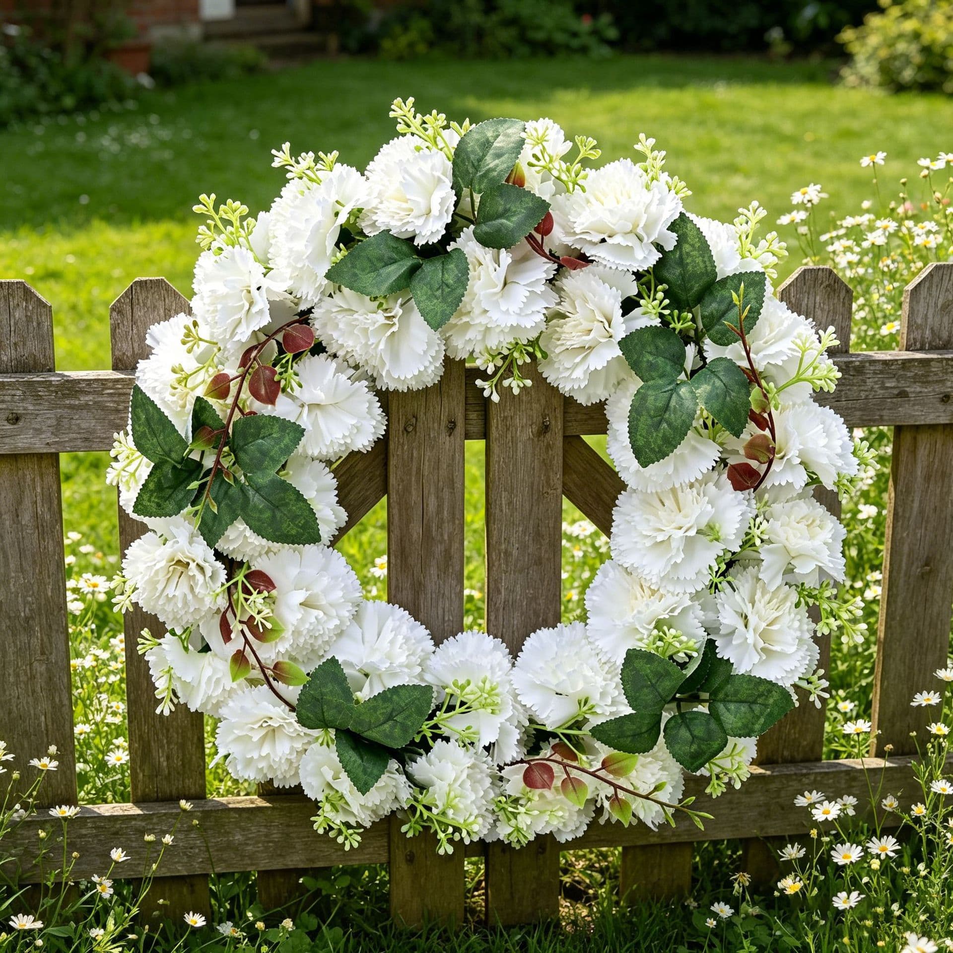 Spring and Summer Simulation Carnation Door Hanging Wreath Artificial Amazon Wedding Decoration Outdoor Home Decoration Mother's Day