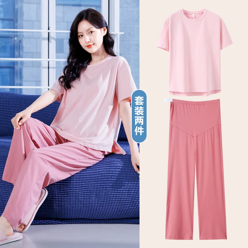 New Summer Pure Cotton Postpartum Maternity Pajamas - Thin Cooling Moonwear, Cotton Adjustable Pregnancy Loungewear