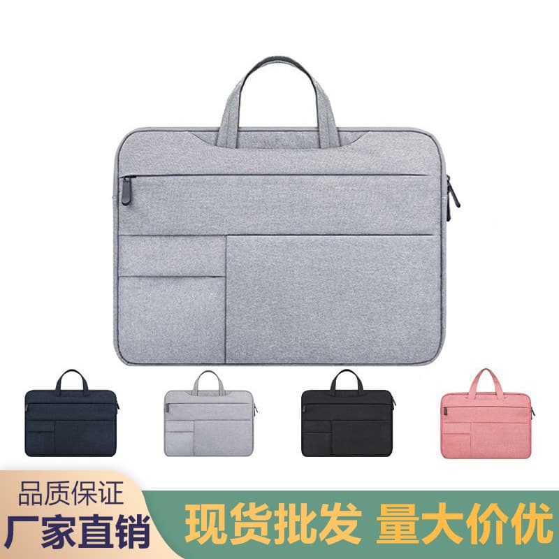 Nylon shockproof fleece-lined business tablet handbag with multiple pockets, wholesale for 12-15.6 inch laptops