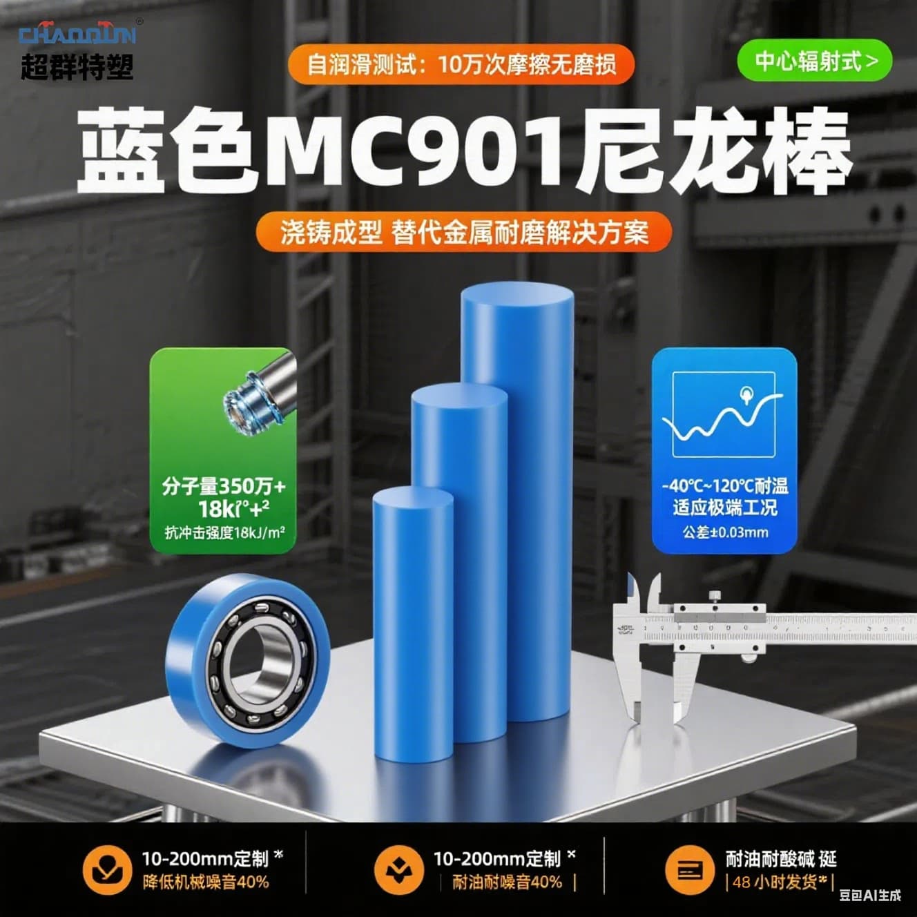 Nylon Rod MC901 Wear-Resistant High-Temperature Engineering Plastic Sheet Odorless Hydrolysis-Resistant Universal for Food Medical Equipment