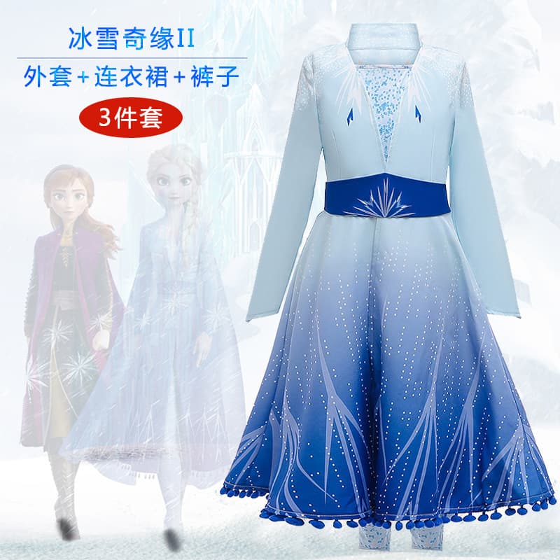 Frozen 2 Elsa Princess Dress for Girls Kids Dress European and American Style