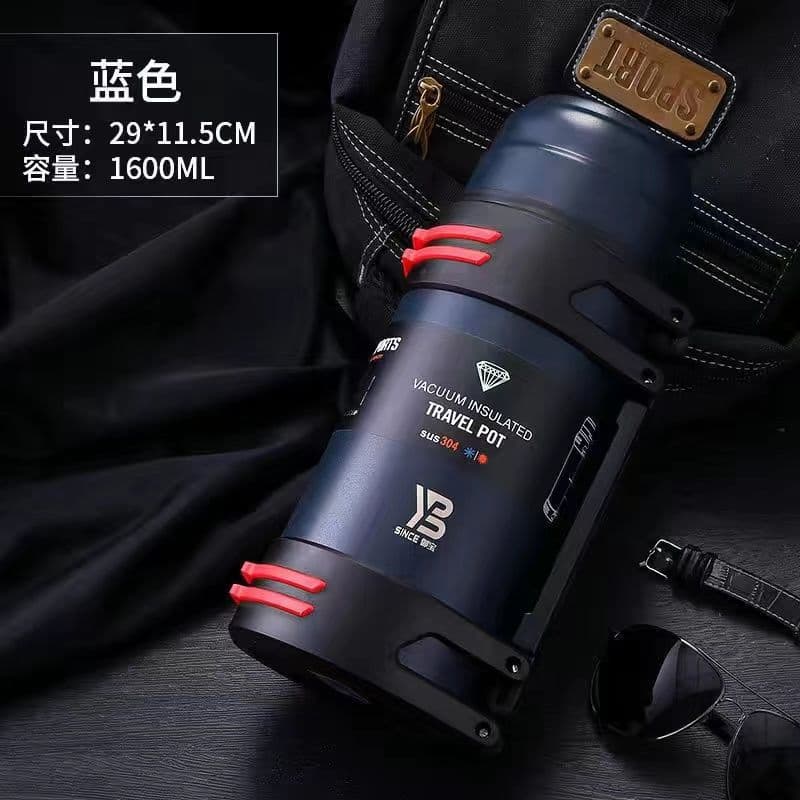 Stainless steel men's large-capacity outdoor thermal kettle, thermos, car water cup, portable short fat thermal insulation gift