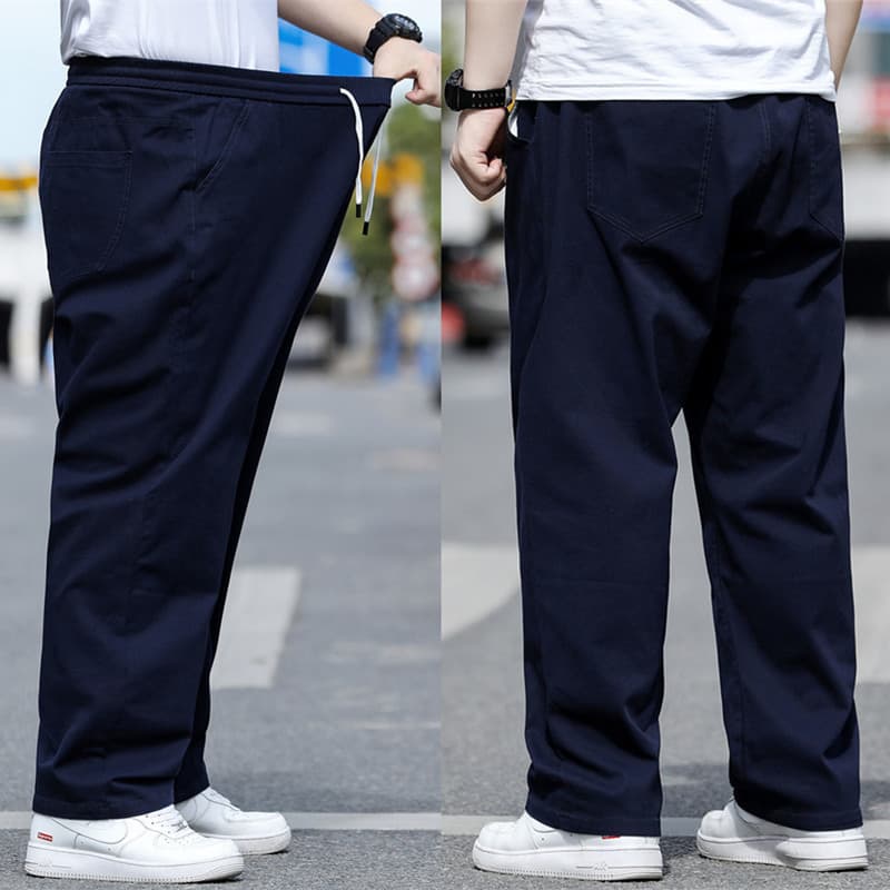 Plus Size Men's Casual Pants Loose Straight Leg Spring Summer Big Size Fat Men's Spring Seasonal Trousers Cross-Border
