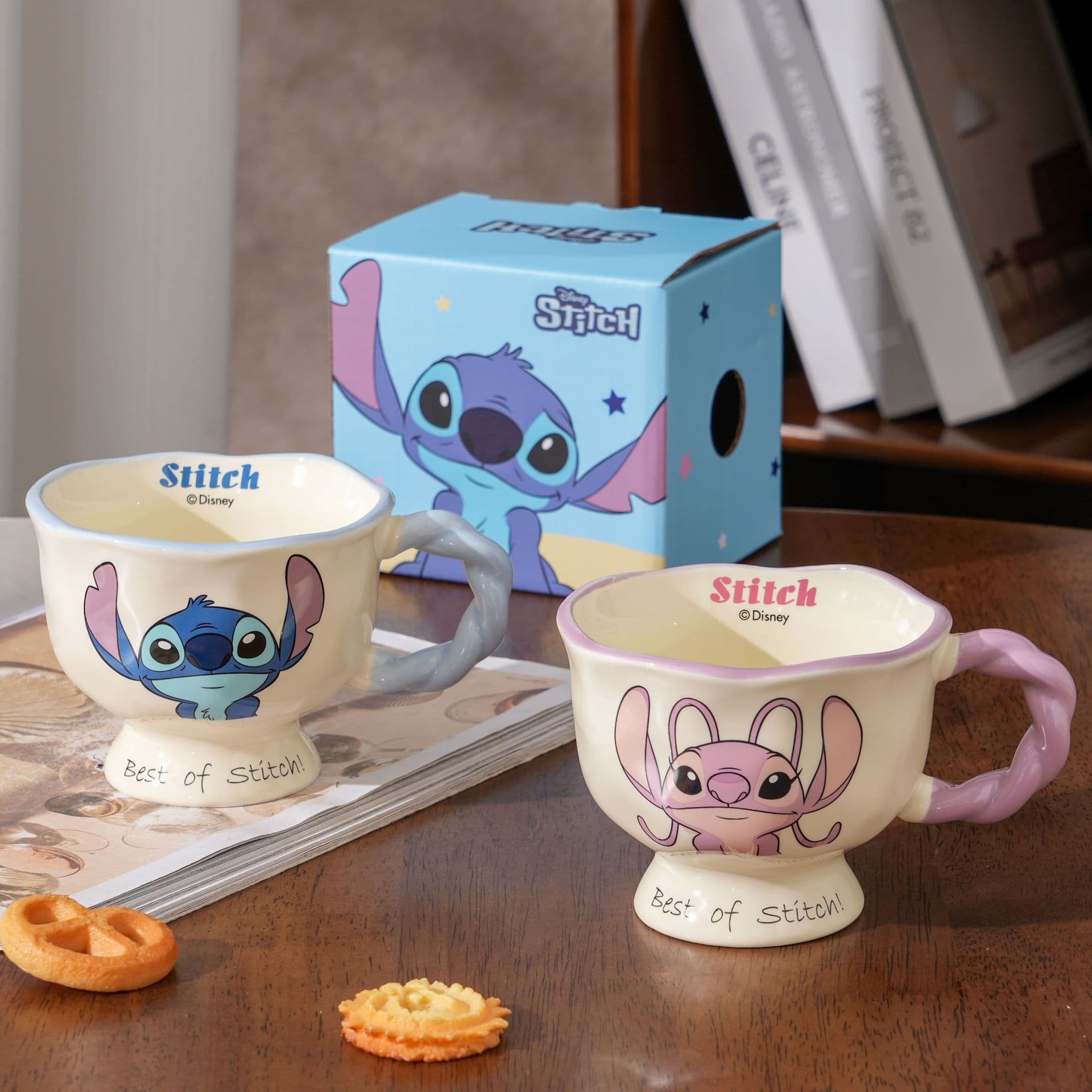 Genuine Stitch Ceramic Mug for Women High Aesthetic Water Cup for Home Office Birthday Twisted Handle Cup