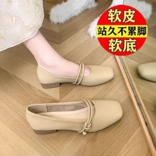 2024 New Spring Autumn Gentle Flat Grandma Mary Jane Shoes Fairy Matching Skirt Small Leather Flats Women