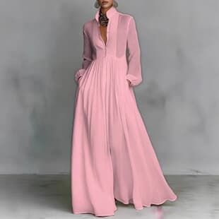 Amazon 2026 Summer European and American New Women's Fashion Elegant Flared Long Dress