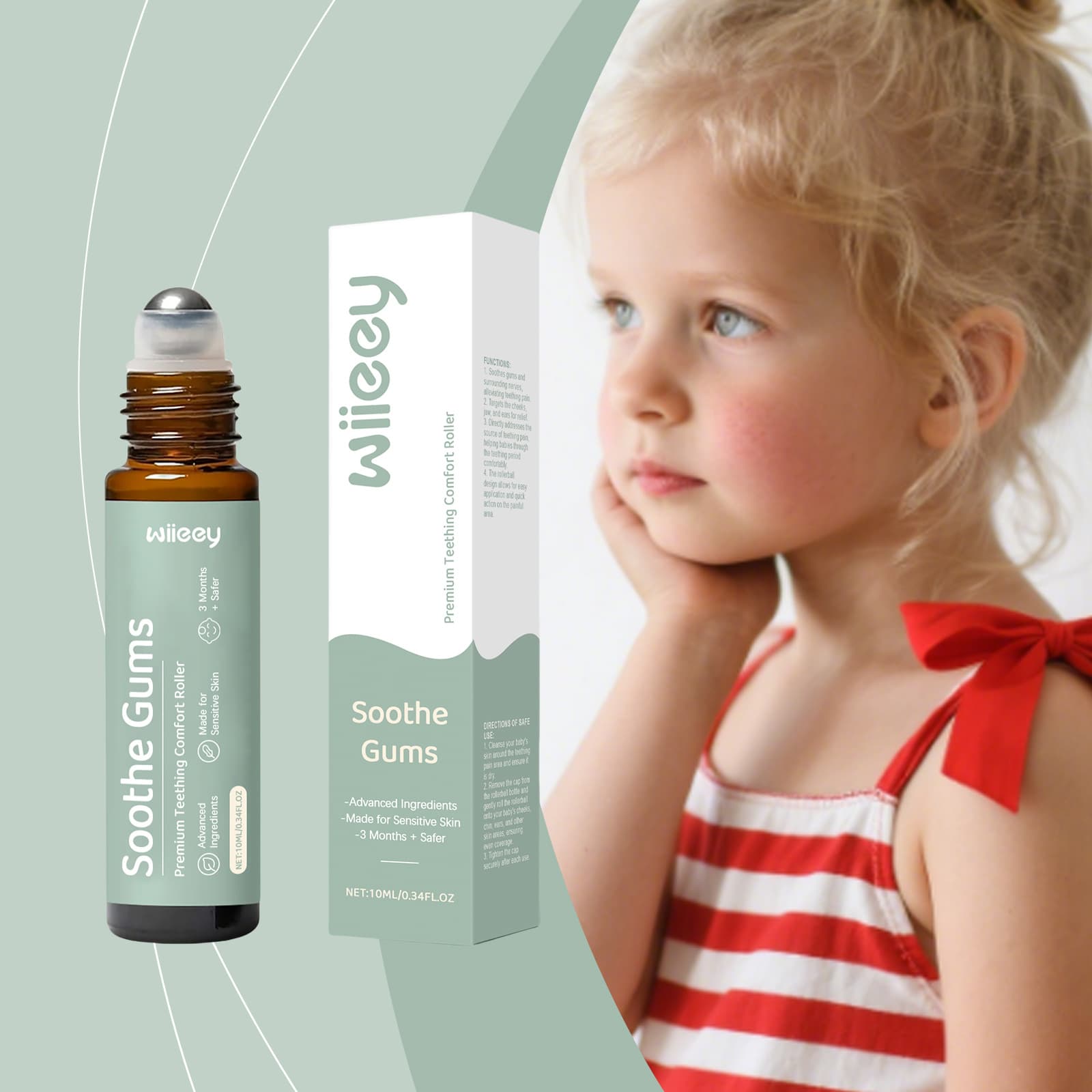 WIIEEY Baby Teething Gentle Roll-On Soothing Infant Teething Stage Care Baby Delicate Tooth Care Roll-On