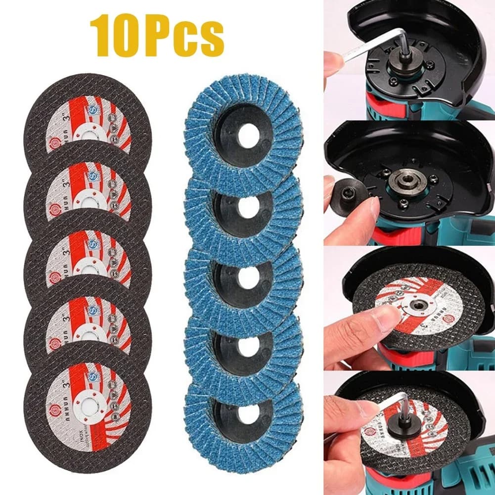 Mini 3-Inch Angle Grinder Cutting Disc 75mm Saw Blade for Tile, Wood, Metal, Grinding Wheel with 10mm Arbor Hole