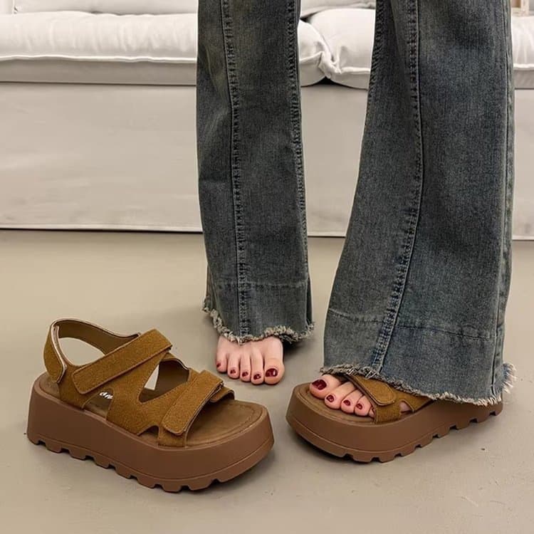 Thick Sole Sandals for Women, Petite Height-Increasing 2026 New Summer Retro Birkenstock Roman Shoes, Platform Wedge Beach Sandals