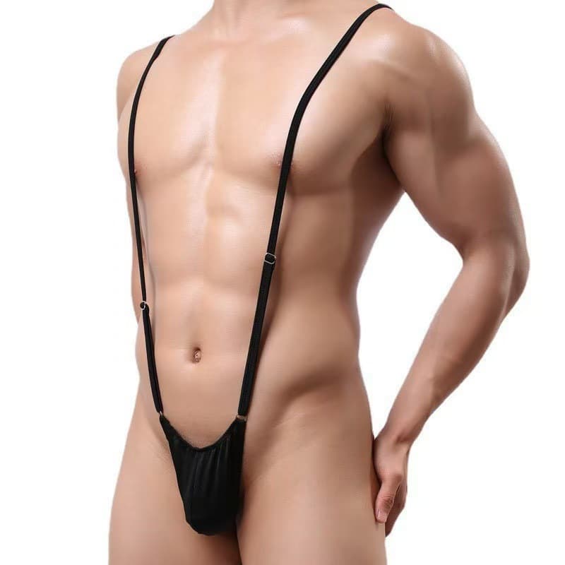 End-of-Season European and American Bodysuit Thong Men's Sexy Egg Pouch Pants Male Lingerie Adjustable Strap Underwear
