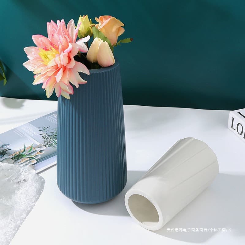 Nordic Plastic Flower Vase for Home Decor, Modern Creative Minimalist Fresh Style Living Room Ornament HCDS