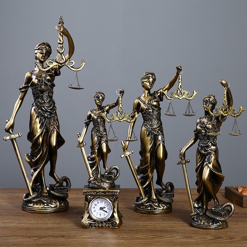 Customized Faux Copper Athena Goddess Sculpture Statue Lawyer Office Decor Justice Fairness Balance Scale Ornament