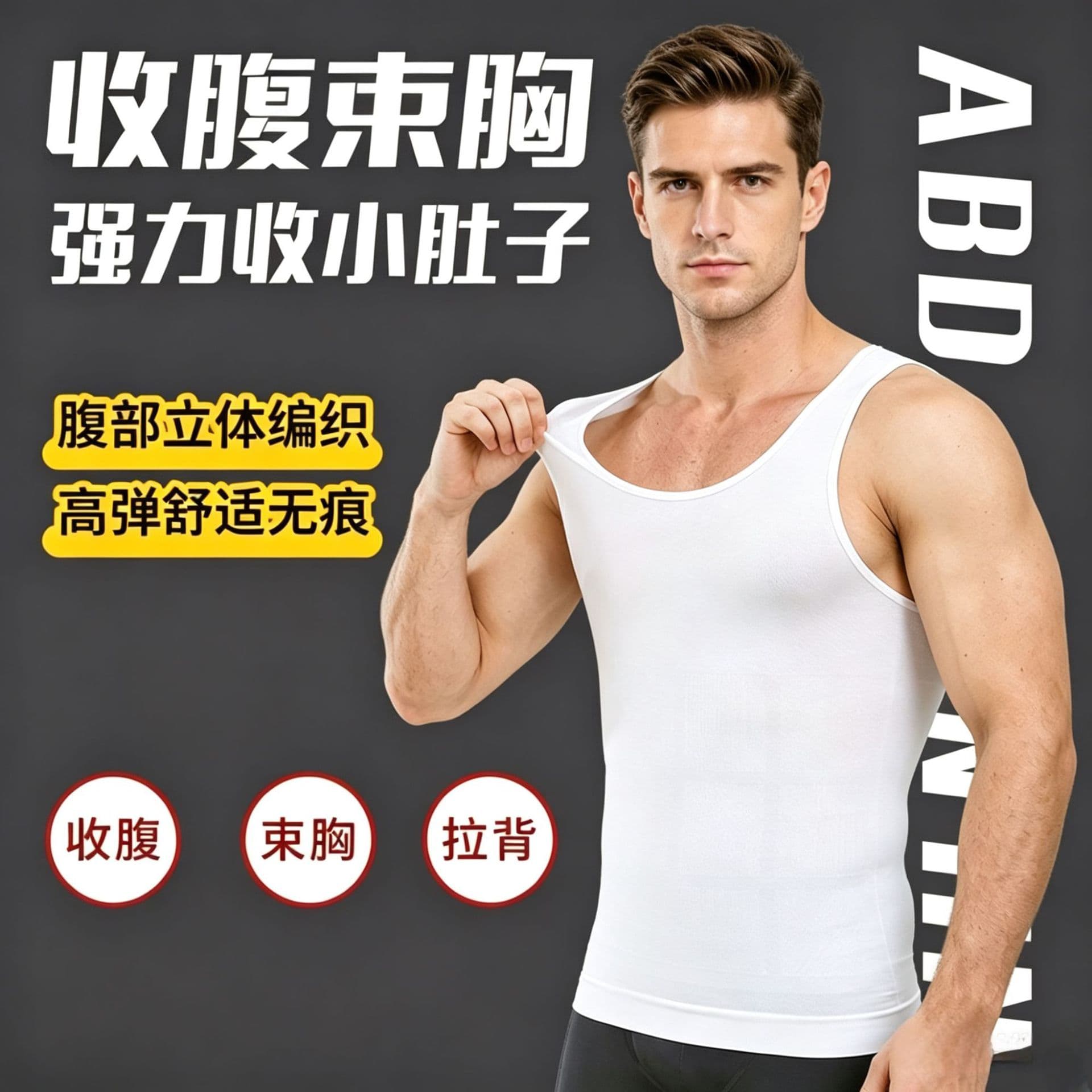 Amazon Cross-Border Seamless Men's Vest Fitness Shapewear Tight Chest Compression Quick-Dry Bodybuilding Shaping Vest Wholesale