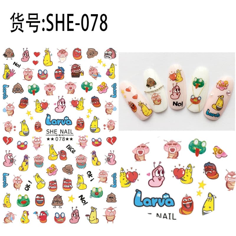Shopee Hot Selling Brand Cartoon Anime Nail Stickers Girl DIY Nail Decals Classic IP Nail Art Stickers