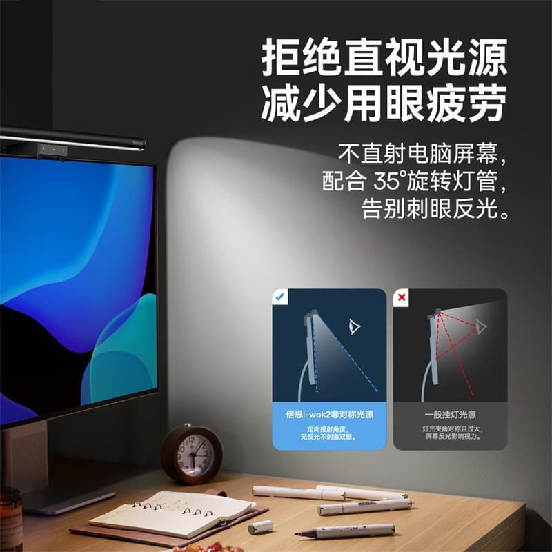 Screen Light Bar Magnetic Dual-Sided Lamp with Three Color Temperatures, Touch LED Monitor Eye-Caring Light, Anti-Blue Light Computer Fill Light