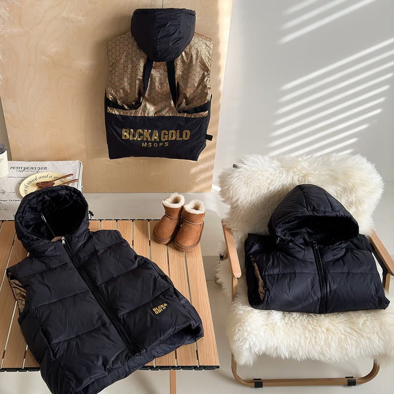 New Children's Black Gold Down Silk Vest for Autumn and Winter, Boys and Girls, Middle and Older Kids, Warm and Thickened, Wear Inside or Outside