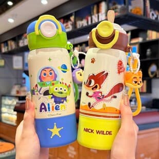 Toy Story Kids Insulated Water Bottle with Dual Straws for School Boys and Girls, Kindergarten and Elementary Students Cup