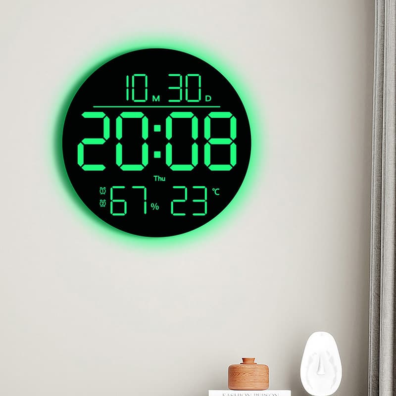 Cross-Border New Product RGB Living Room Wall Clock Large Font Color Changing Clock Atmosphere Light Multi-Functional Home Decoration 6695R