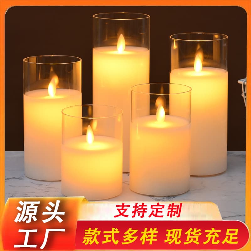 Clear Glass Flickering Candle Lamp Decorative Romantic Ambiance Real Wax Candle Lamp for Murder Mystery Party Wedding Holiday Candle