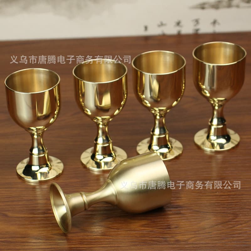 Brass Wine Glass Restaurant Tall Wine Glass Desktop Red Wine White Wine Small Copper Crafts Ornaments Mini Small Wine Glass